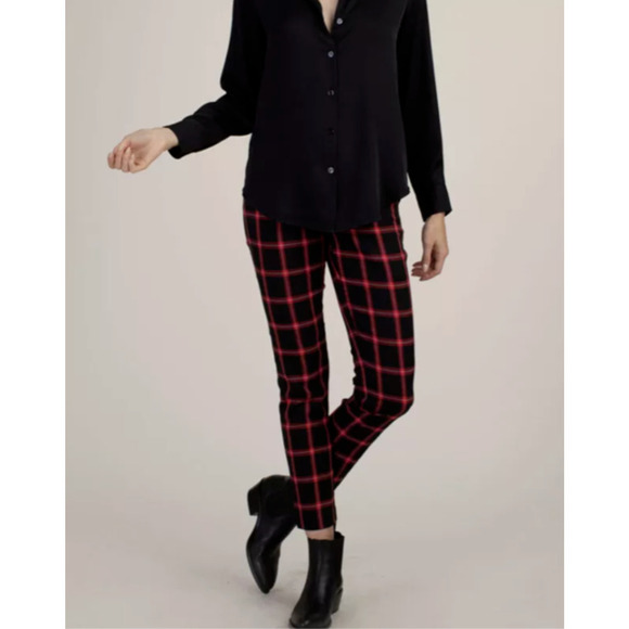 Trina Turk Pants - TRINA TURK Women’s Plaid Montebello Dress Ankle Pants Black & Red 6 Medium Prepp